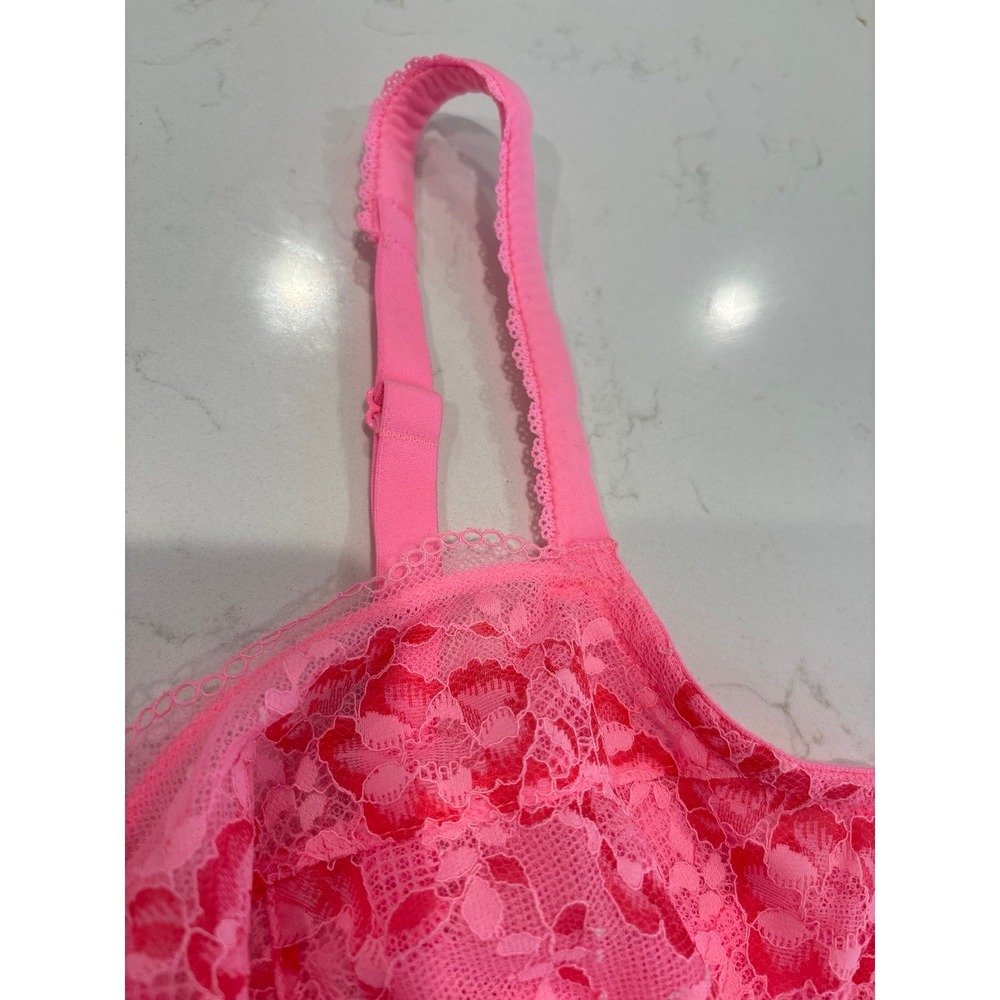 Body By Victoria Soft Lace Unlined Demi Pink Bra 342185-22U Size 38 D - Picture 4 of 9